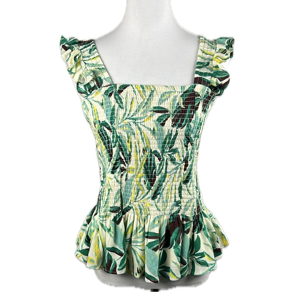 Torrid Peplum Crinkle Gauze Smocked Top Sz 00/M/L Coquette Cottage Resort Breezy